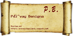Pávay Benigna névjegykártya
